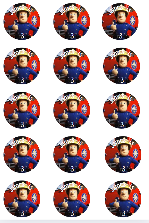Fireman Sam Cupcake/Cookie Toppers