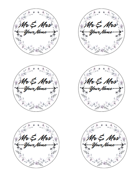 Mr & Mrs Wedding Cookie/Cupcake Toppers